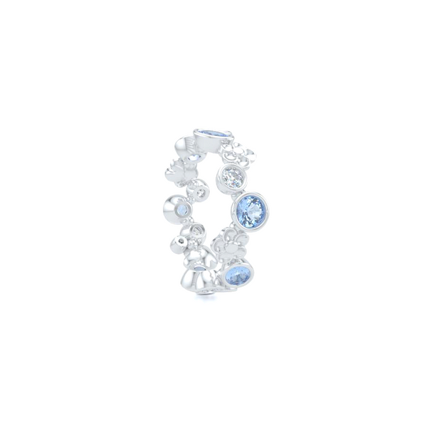 Floral Fashion Band. Handcrafted in Bright White Gold or Platinum. Aquamarine and Brilliant Diamonds, alternating in a playful design. Customize this design with Birthstone Gems of Your Choice. Free Shipping USA. 15 Day Returns. BASHERT JEWELRY | Boca Raton, Florida