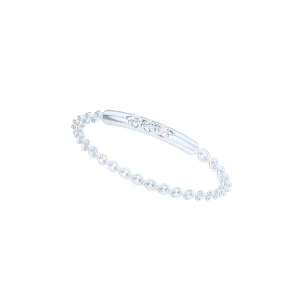 Delicate Diamond Bar Ring. Chain ring, stackable ring. Hand-fabricated in ethically sourced, solid White Gold. | Free Shipping on all orders in The USA. |  Bashert Jewelry.  Boca Raton Florida.