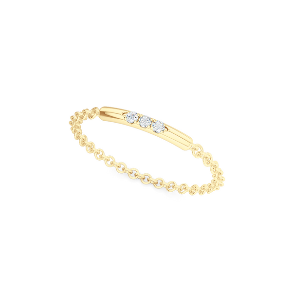 Delicate Diamond Bar Ring. Chain ring, stackable ring. Hand-fabricated in ethically sourced, solid Yellow Gold. | Free Shipping on all orders in The USA. |  Bashert Jewelry.  Boca Raton Florida.