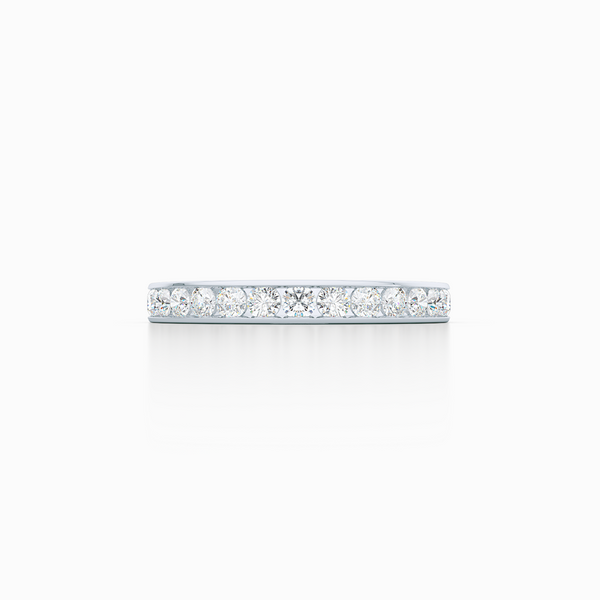 Classic, channel-set Diamond Eternity Wedding Ring. Elegant lines, handcrafted in White Gold or Platinum, and Round Brilliant Diamonds. Free Shipping for All USA Orders. 15 Day Returns | BASHERT JEWELRY | Boca Raton, Florida