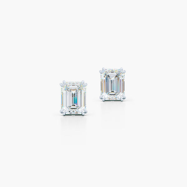 Classic Emerald cut Diamond Stud Earrings. Handcrafted in White Gold. Find The Perfect Pair for Your Budget. Moissanite and Lab-Grown Diamonds options available! Free Shipping on All USA Orders. 30-Day Returns | BASHERT JEWELRY | Boca Raton, Florida.