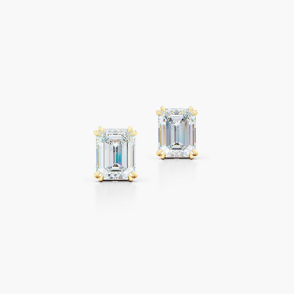 Classic Emerald cut Diamond Stud Earrings. Handcrafted in Classic Yellow Gold. Find The Perfect Pair for Your Budget. Moissanite and Lab-Grown Diamonds options available! Free Shipping on All USA Orders. 30-Day Returns | BASHERT JEWELRY | Boca Raton, Florida.
