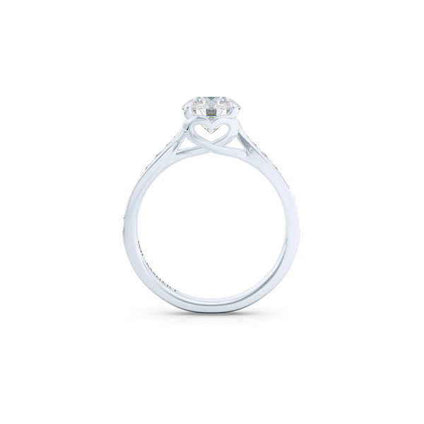 Award-Winning Round Solitaire Engagement Ring. Hand-fabricated in solid, sustainable Precious Platinum. Signature Heart Crown showcasing a handpicked, GIA certified Round Brilliant Diamond. Diamond Shoulders. Free Shipping USA. 15 Day Returns | BASHERT JEWELRY | Boca Raton, Florida
