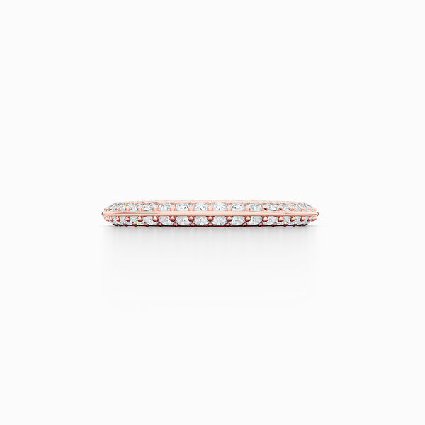 Knife-Edge, diamond encrusted wedding ring. Elegant bevel sides with a bead-set brilliant  diamond melees, hand-fabricated in Romantic Rose Gold. Free Shipping for All USA Orders. | BASHERT JEWELRY | Boca Raton, Florida.