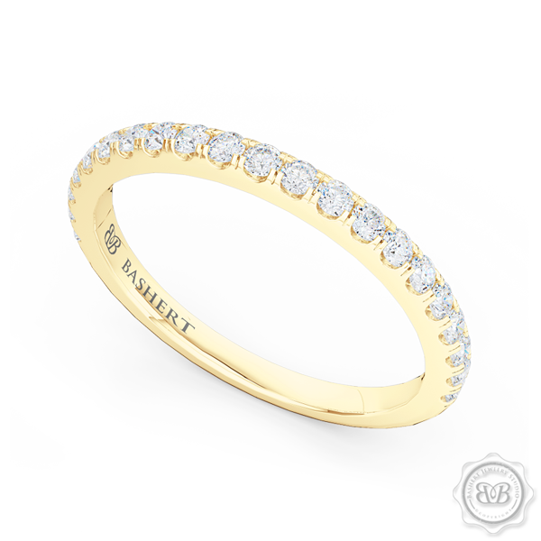 Classic Fishtail Diamond Diamond encrusted Wedding Band.  Handcrafted in Classic Yellow Gold. Free Shipping for All USA Orders. 30-Day Returns | BASHERT JEWELRY | Boca Raton, Florida