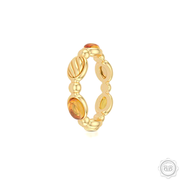 Madeira Citrines - Color Gemstone Eternity, Anniversary, Stackable Ring Band. Handcrafted in Classic Yellow Gold and Yellow Gold accents.  Free Shipping on all USA orders. 30 Day Returns. BASHERT JEWELRY | Boca Raton, Florida