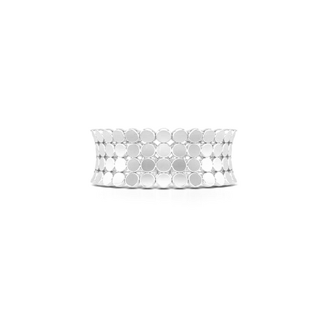 A uni-sex Concave Wedding Band. Four rows of pods, hand-fabricated in sustainable, solid 18K White Gold. Free Shipping for All USA Orders. | BASHERT JEWELRY | Boca Raton, Florida