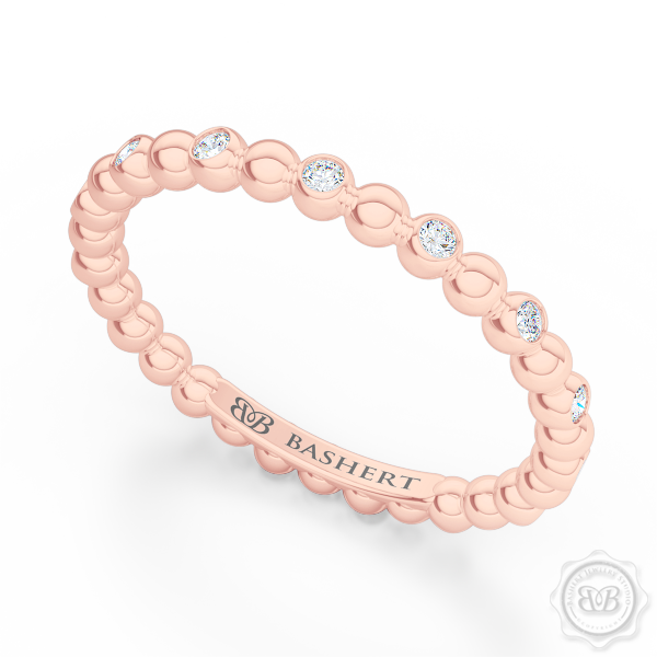 Delicate Polka Dot Diamond Band. Playful Design Handcrafted in Romantic Rose Gold and Round Brilliant Diamonds. Free Shipping for All USA Orders. 30Day Returns | BASHERT JEWELRY | Boca Raton Florida