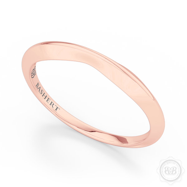 Pinched-in, Knife-Edge Plain Wedding Band. Handcrafted in Romantic Rose Gold. Free Shipping All USA Orders. 30 Day Returns. | BASHERT JEWELRY | Boca Raton, Florida