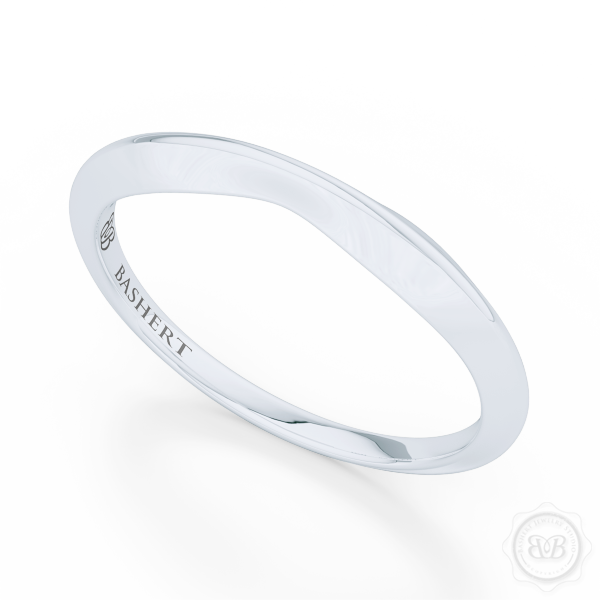 Pinched-in, Knife-Edge Plain Wedding Band. Handcrafted in Precious Platinum or White Gold. Free Shipping All USA Orders. 30 Day Returns.  | BASHERT JEWELRY | Boca Raton, Florida