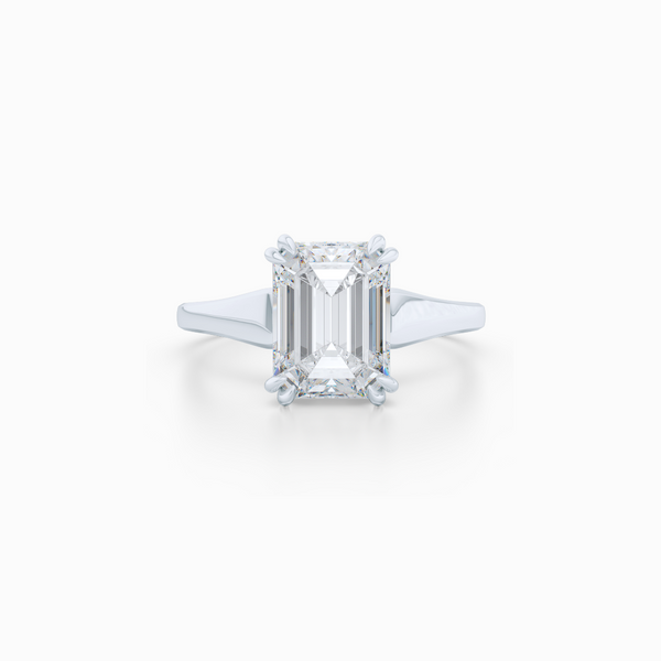 Classic, Emerald Cut Diamond Solitaire Ring. Hand-fabricated in Precious Platinum and GIA certified Emerald Cut Diamond.  Free Shipping to all US orders. 15 Day Returns | BASHERT JEWELRY | Boca Raton, Florida