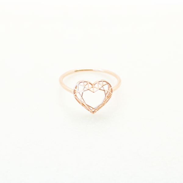 Heart shaped  pinkie, chain or bar ring. Hand-fabricated in ethically sourced, solid Rose Gold.  | Free Shipping on all orders in The USA. |  Bashert Jewelry.  Boca Raton Florida.