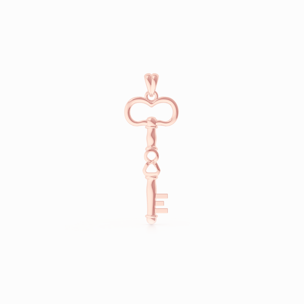 A unique skeleton key pendant necklace with an infinity detail. Hand-fabricated in solid, sustainable 18K Rose Gold. Available in three sizes.  Free Shipping for All USA Orders. 15-Day Returns | BASHERT JEWELRY | Boca Raton, Florida