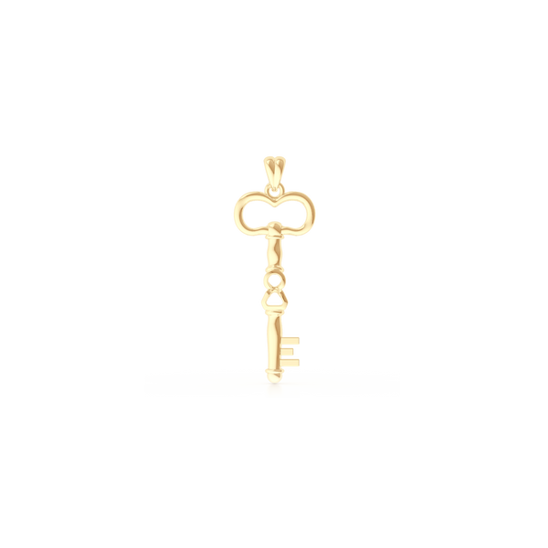 A unique skeleton key pendant necklace with an infinity detail.  Hand-fabricated in solid, sustainable 18K Yellow Gold. Available in three sizes.  Free Shipping for All USA Orders. 15-Day Returns | BASHERT JEWELRY | Boca Raton, Florida