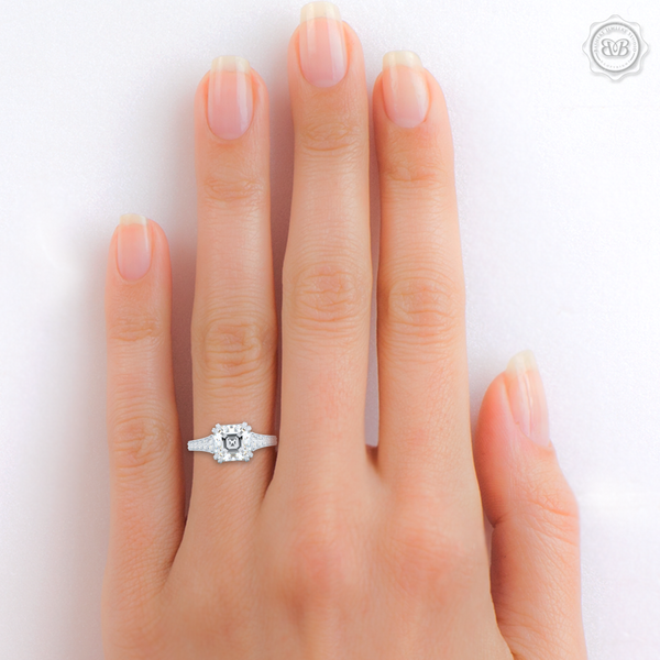 Vintage-Inspired Asscher Cut Diamond Solitaire Engagement Ring handcrafted in White Gold or Precious Platinum. Bead-Set Diamond Shoulders. GIA Certified Diamond. Free Shipping USA. 30-Day Returns | BASHERT JEWELRY | Boca Raton, Florida.