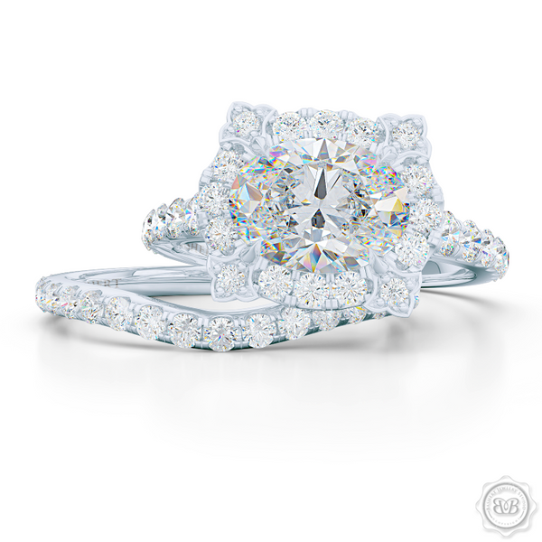 Unique, Nature-Inspired East-West Oval Halo Engagement Ring.  Handcrafted in Precious Platinum or White Gold. GIA Certified Oval Diamond Tailored for Your Budget. Free Shipping USA. 30-Day Returns | BASHERT JEWELRY | Boca Raton, Florida
