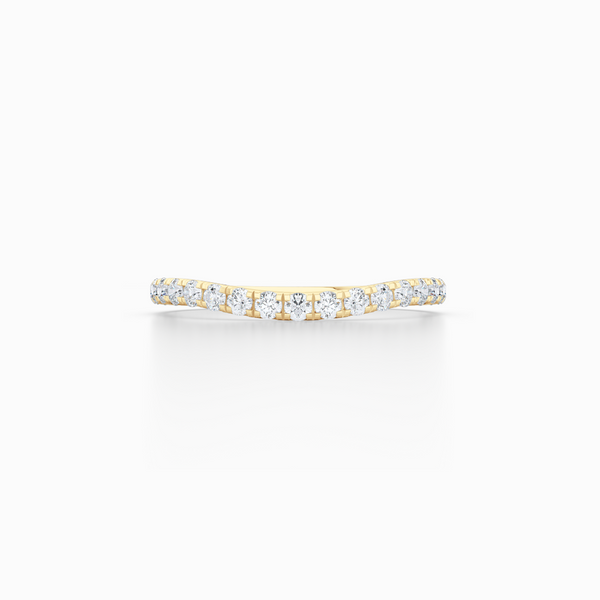 Diamond Wave Wedding Band with a whisper-thin silhouette. Hand-fabricated in solid, sustainable Yellow Gold. Free Shipping for all USA Orders. 15-Day Returns | BASHERT JEWELRY | Boca Raton, Florida