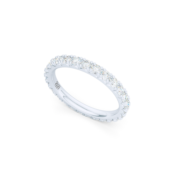 Classic French fishtail-set Diamond Eternity Wedding Ring. Hand-fabricated in  Precious Platinum and round brilliant diamonds. Free Shipping for All USA Orders.  BASHERT JEWELRY | Boca Raton, Florida
