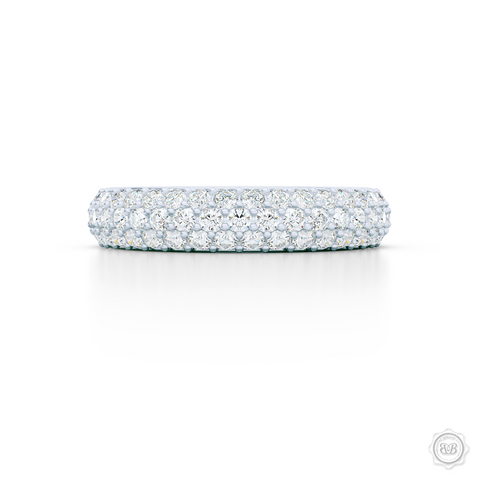 Three-row Diamond Eternity Wedding Band. Handcrafted in Bright White Gold or Platinum and Round Brilliant Diamonds. Free Shipping for All USA Orders. 30-Day Returns | BASHERT JEWELRY | Boca Raton, Florida
