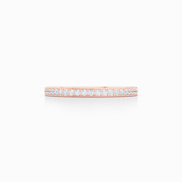 Classic, bead-set diamond wedding ring. Hand-fabricated in Romantic Rose Gold and round brilliant diamonds. Free Shipping for All USA Orders. BASHERT JEWELRY | Boca Raton, Florida