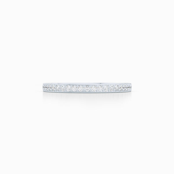 Classic, bead-set diamond wedding ring. Hand-fabricated in White Gold or Precious Platinum and round brilliant diamonds. Free Shipping for All USA Orders. BASHERT JEWELRY | Boca Raton, Florida