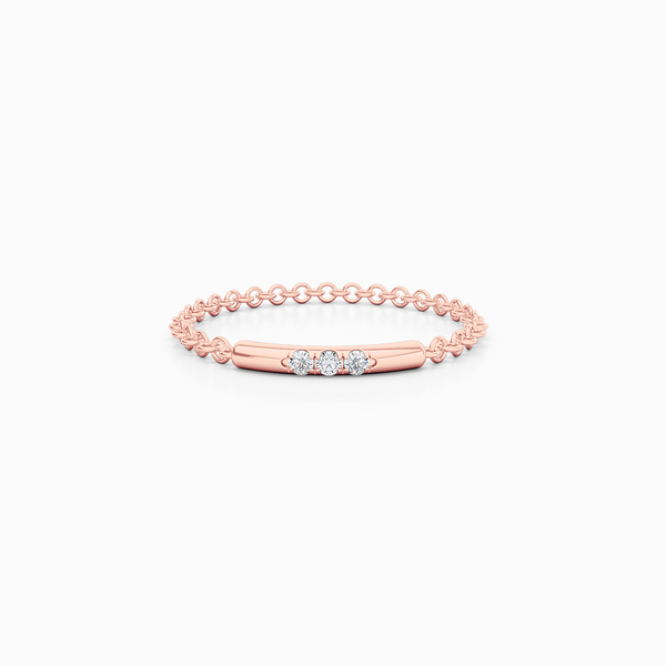 Delicate Diamond Bar Ring. Chain ring, stackable ring. Hand-fabricated in ethically sourced, solid Rose Gold. | Free Shipping on all orders in The USA. |  Bashert Jewelry.  Boca Raton Florida.