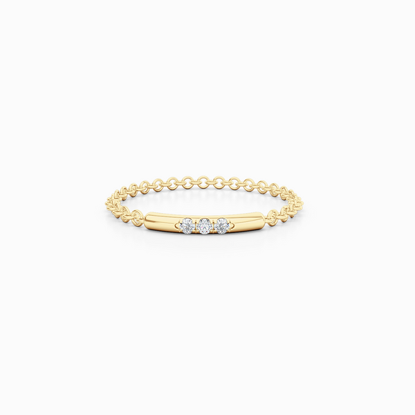 Delicate Diamond Bar Ring. Chain ring, stackable ring. Hand-fabricated in ethically sourced, solid Yellow Gold. | Free Shipping on all orders in The USA. |  Bashert Jewelry.  Boca Raton Florida.