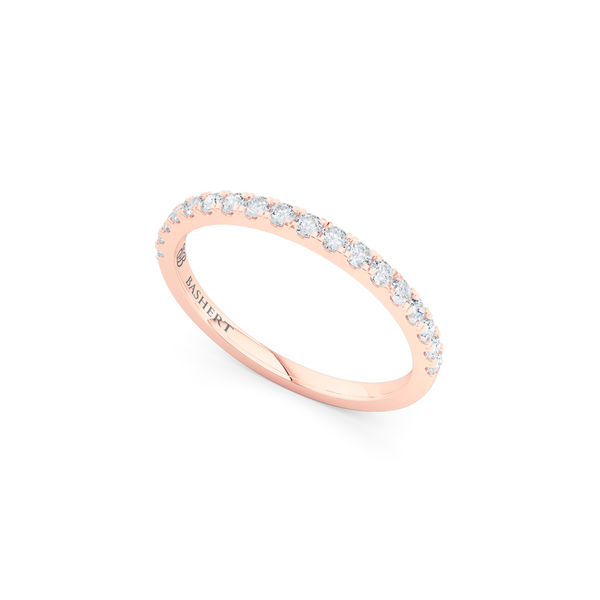 Classic, whisper thin, French pavé, Diamond Wedding Band. Hand-fabricated in Romantic Rose Gold and Round Diamonds. Free Shipping All USA Orders. 15-Day Returns | BASHERT JEWELRY | Boca Raton, Florida