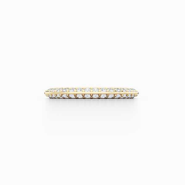 Knife-Edge, diamond encrusted wedding ring. Elegant bevel sides with a bead-set brilliant  diamond melees, hand-fabricated in Classic Yellow Gold. Free Shipping for All USA Orders. | BASHERT JEWELRY | Boca Raton, Florida.