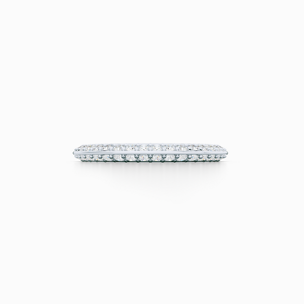 Knife-Edge, diamond encrusted wedding ring. Elegant bevel sides with a bead-set diamond melees. Hand-fabricated in Precious Platinum or White Gold. Free Shipping for All USA Orders. | BASHERT JEWELRY | Boca Raton, Florida.