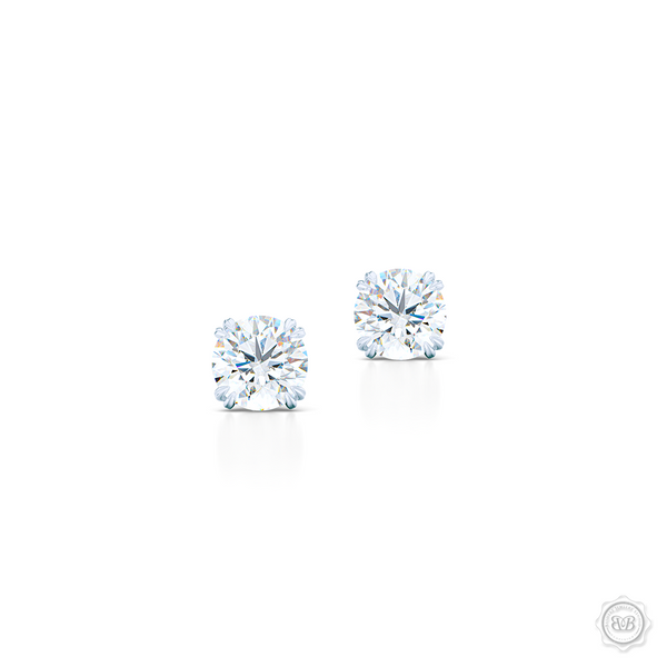 Classic Round Brilliant cut Diamond Stud Earrings. Handcrafted in White Gold. Find The Perfect Pair for Your Budget. Moissanite and Lab-Grown Diamonds options available! Free Shipping on All USA Orders. 30-Day Returns | BASHERT JEWELRY | Boca Raton, Florida.