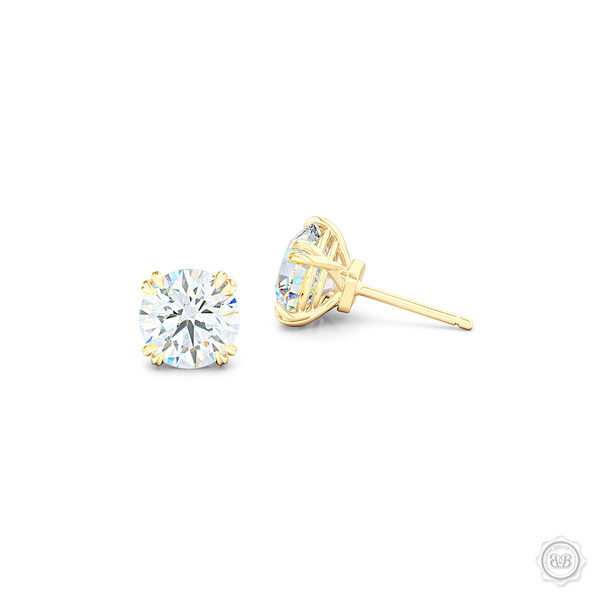 Classic Round Brilliant cut Moissanite Stud Earrings. Handcrafted in Classic Yellow Gold. Find The Perfect Pair for Your Budget.  Lab-Grown Diamonds options available! Free Shipping on All USA Orders. 30-Day Returns | BASHERT JEWELRY | Boca Raton, Florida.