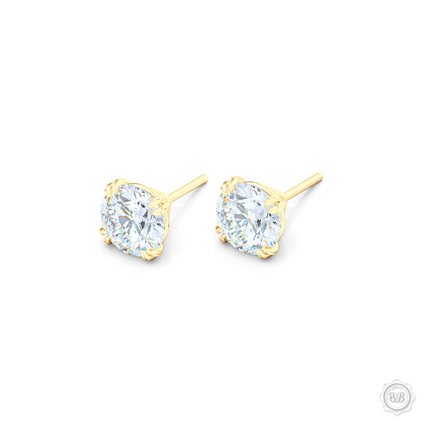 Classic Round Brilliant cut Diamond Stud Earrings. Handcrafted in Classic Yellow Gold. Find The Perfect Pair for Your Budget. Moissanite and Lab-Grown Diamonds options available! Free Shipping on All USA Orders. 30-Day Returns | BASHERT JEWELRY | Boca Raton, Florida.