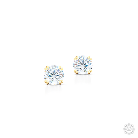 Classic Round Brilliant cut Moissanite Stud Earrings. Handcrafted in Classic Yellow Gold. Find The Perfect Pair for Your Budget.  Lab-Grown Diamonds options available! Free Shipping on All USA Orders. 30-Day Returns | BASHERT JEWELRY | Boca Raton, Florida.