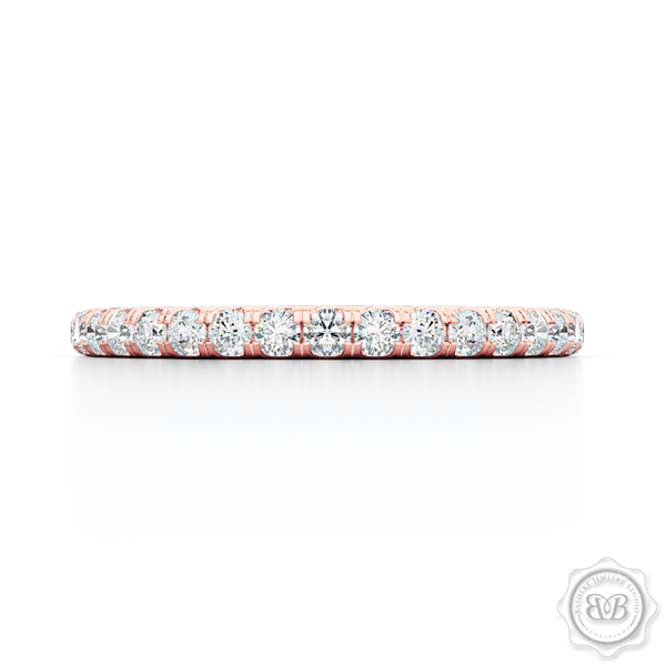 Classic Fishtail Diamond Diamond encrusted Wedding Band.  Handcrafted in Romantic Rose Gold. Free Shipping for All USA Orders. 30-Day Returns | BASHERT JEWELRY | Boca Raton, Florida