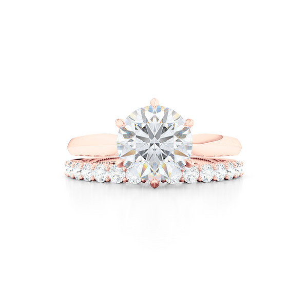 Elegant six-prong Solitaire Engagement Ring. Hand-fabricated in sustainable, solid, Romantic Rose Gold and GIA Certified Round Brilliant Diamond. Free Shipping for All USA Orders. 15-Day Returns | BASHERT JEWELRY | Boca Raton, Florida
