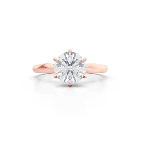 Elegant six-prong Solitaire Engagement Ring. Hand-fabricated in sustainable, solid, Romantic Rose Gold and GIA Certified Round Brilliant Diamond. Free Shipping for All USA Orders. 15-Day Returns | BASHERT JEWELRY | Boca Raton, Florida