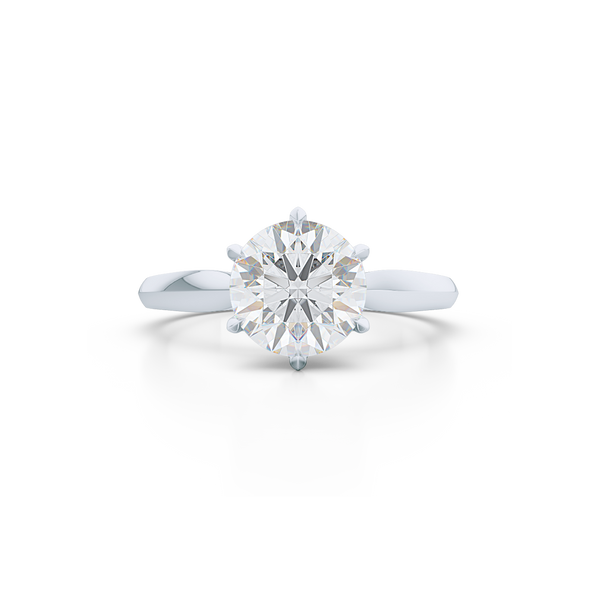 Elegant six-prong Solitaire Engagement Ring. Handcrafted in sustainable, solid White Gold and GIA Certified Round Brilliant Diamond. Free Shipping for All USA Orders. 15-Day Returns | BASHERT JEWELRY | Boca Raton, Florida