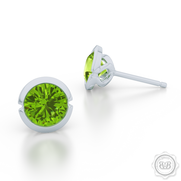 Classic Martini Stud Earrings with a modern twist. Handcrafted in Sterling Silver and Apple Green Peridots. Find The Perfect Pair for Your Budget. Make it Personal - Choose Your Gemstones! Free Shipping on All USA Orders. 30-Day Returns | BASHERT JEWELRY | Boca Raton, Florida.