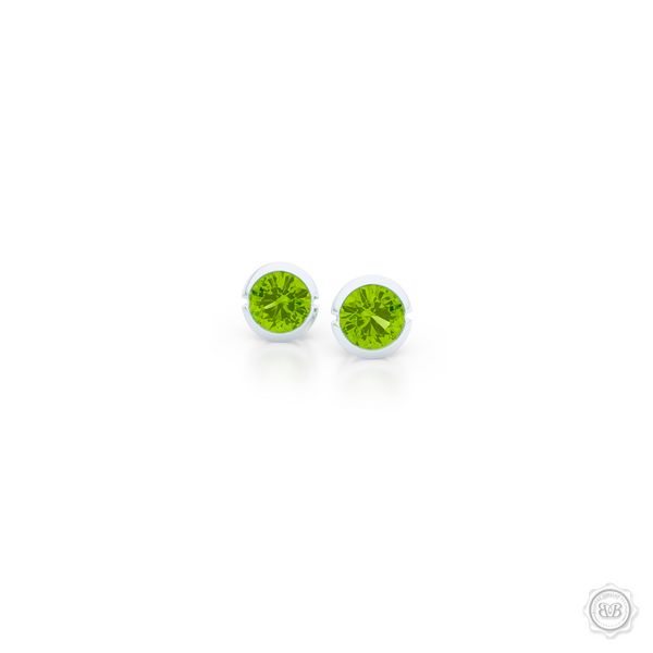 Classic Martini Peridot Stud Earrings with a modern twist. Handcrafted in Sterling Silver and Apple Green Peridots. Find The Perfect Pair for Your Budget. Make it Personal - Choose Your Gemstones! Free Shipping on All USA Orders. 30-Day Returns | BASHERT JEWELRY | Boca Raton, Florida.