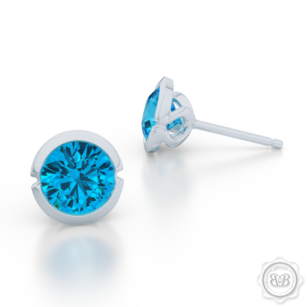 Classic Martini Stud Earrings with a modern twist. Handcrafted in Sterling Silver and Sky Blue Topaz. Find The Perfect Pair for Your Budget. Make it Personal - Choose Your Gemstones! Free Shipping on All USA Orders. 30-Day Returns | BASHERT JEWELRY | Boca Raton, Florida.