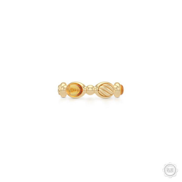 Madeira Citrines Gemstone Eternity, Anniversary, Stackable Ring Band. Handcrafted in Classic Yellow Gold and Yellow Gold accents.  Free Shipping on all USA orders. 30 Day Returns. BASHERT JEWELRY | Boca Raton, Florida