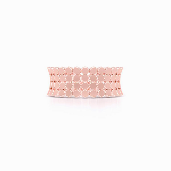 A uni-sex Concave Wedding Band. Four rows of pods, hand-fabricated in sustainable, solid 14K Rose Gold. Free Shipping for All USA Orders. | BASHERT JEWELRY | Boca Raton, Florida