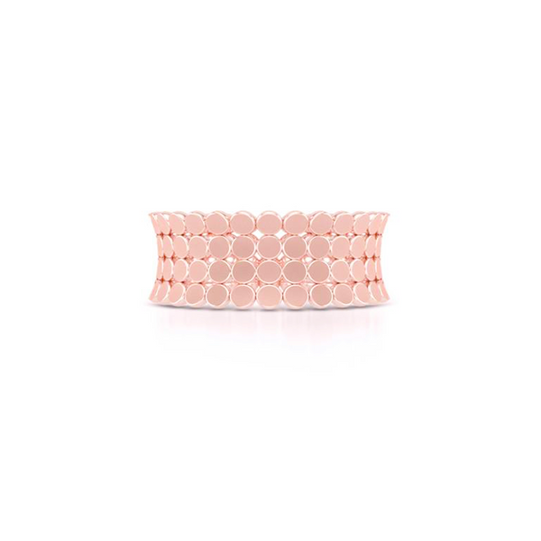 A uni-sex Concave Wedding Band. Four rows of pods, hand-fabricated in sustainable, solid 18K Rose Gold. Free Shipping for All USA Orders. | BASHERT JEWELRY | Boca Raton, Florida