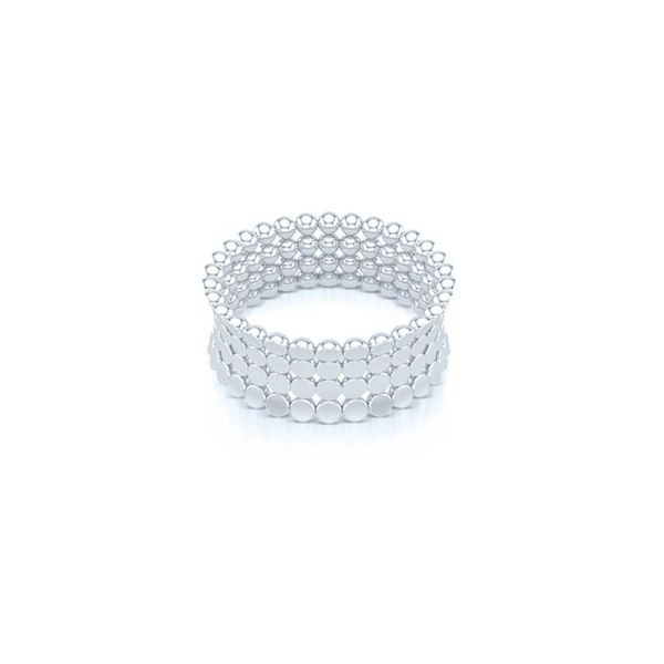 A uni-sex Concave Wedding Band. Four rows of pods, hand-fabricated in sustainable, solid Sterling Silver. Free Shipping for All USA Orders. | BASHERT JEWELRY | Boca Raton, Florida