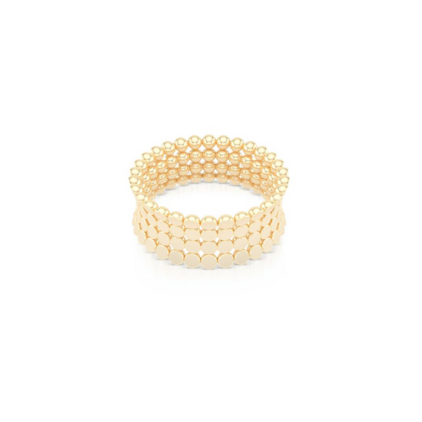 A uni-sex Concave Wedding Band. For row pods, hand-fabricated in sustainable, solid 14K Yellow Gold. Free Shipping for All USA Orders. | BASHERT JEWELRY | Boca Raton, Florida