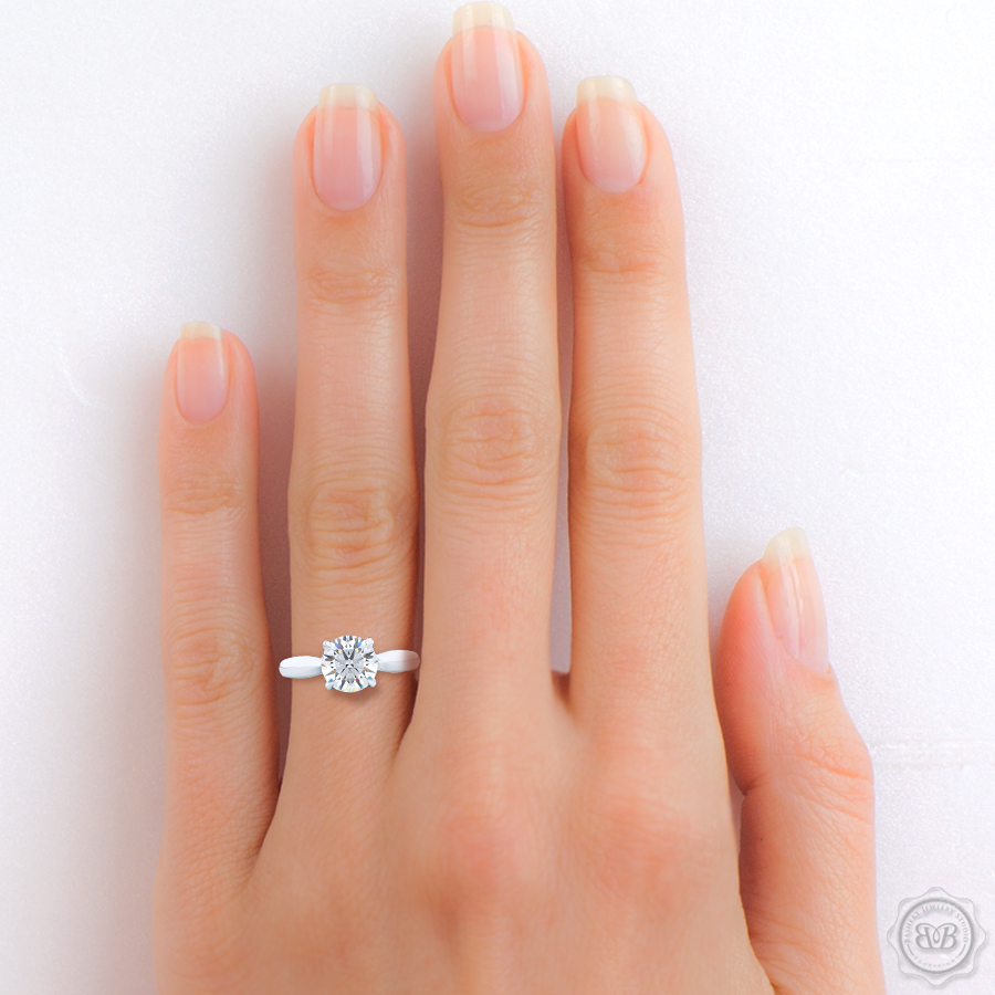 Tapered Classic Round Cut Solitaire Engagement Ring