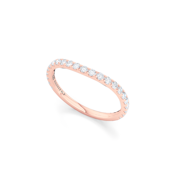 Diamond Wave Wedding Band with a whisper-thin silhouette. Hand-fabricated in solid, sustainable Rose Gold. Free Shipping for all USA Orders. 15-Day Returns | BASHERT JEWELRY | Boca Raton, Florida