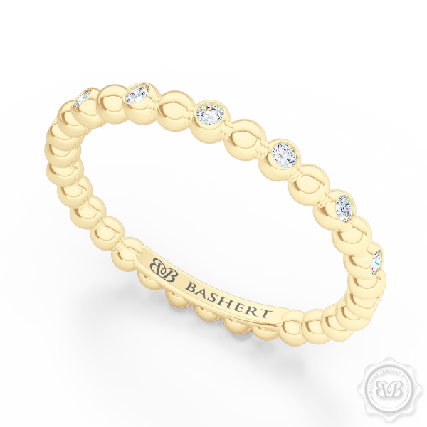 Delicate Polka Dot Diamond Band. Playful Design Handcrafted in Classic Yellow Gold and Round Brilliant Diamonds. Free Shipping for All USA Orders. 30Day Returns | BASHERT JEWELRY | Boca Raton Florida