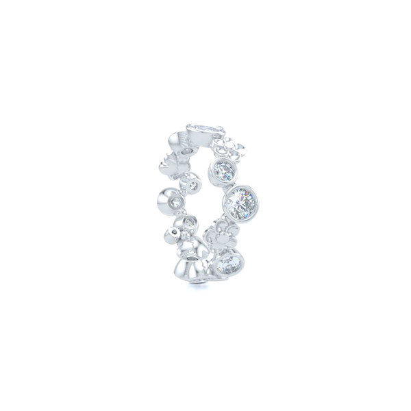 Unique Floral Fashion Band Handcrafted in Bright White Gold or Platinum. Round and Oval Brilliant Diamonds, alternating in a playful design. Customize this design with Birthstone Gems of Your Choice. Free Shipping USA. 15 Day Returns. BASHERT JEWELRY | Boca Raton, Florida